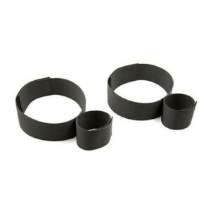 Pair Black Wrist Cuffs to Thigh Bondage Sex Restraint Kit